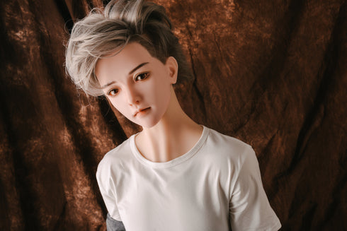 165cm/5 ft5in graues Haar hübsche sonnige Silikon Kopf &amp; TPE Körper männliche Sex Puppen