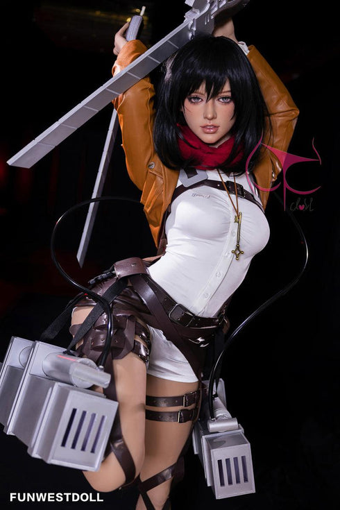 159cm/5ft2in A-Cup Attack On Titan Cosplay Mikasa Ackerman Sex Dolls - Sex Doll - RealDolls4U