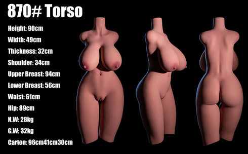 90cm/35.4in E-Cup #870 TPE Gel Breasts Torso Sex Toy | RealDolls4U