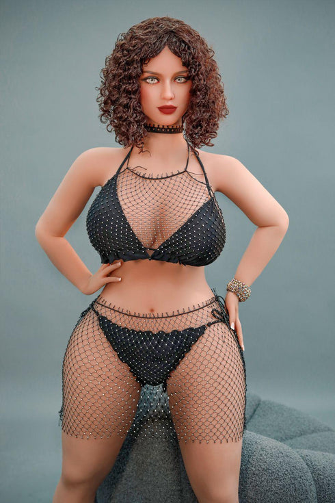 162cm (5ft 3.8in) Chubby Curly Hair Cute Lady Lifelike Love Doll - RealDolls4U